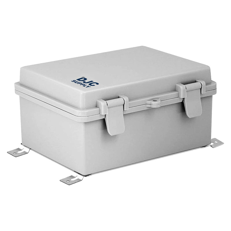 DJC Supply Co. ABS 7.7" x 8.7" x 4.3" Waterproof IP67 Hinged Electronics Box with Mounting Plate, Bracket, and Plastic Cover and Clips 7.7" x 8.7" x 4.3"