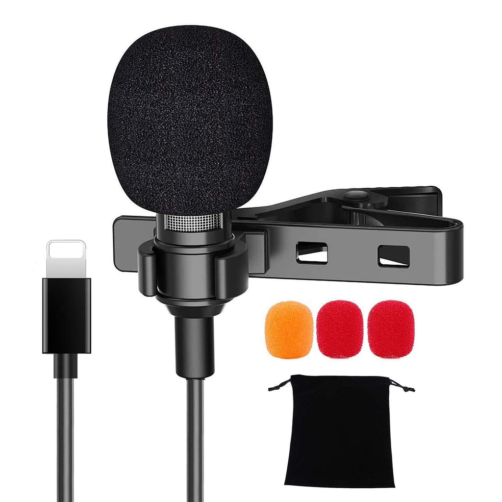 Lavalier Microphone for iPhone, External Omnidirectional/Noise Cancelling Mini Lapel Mic for Recording YouTube Video/Podcast/Conference/Vlogging/Live, Professional Clip on Microphone for iPhone/iPad