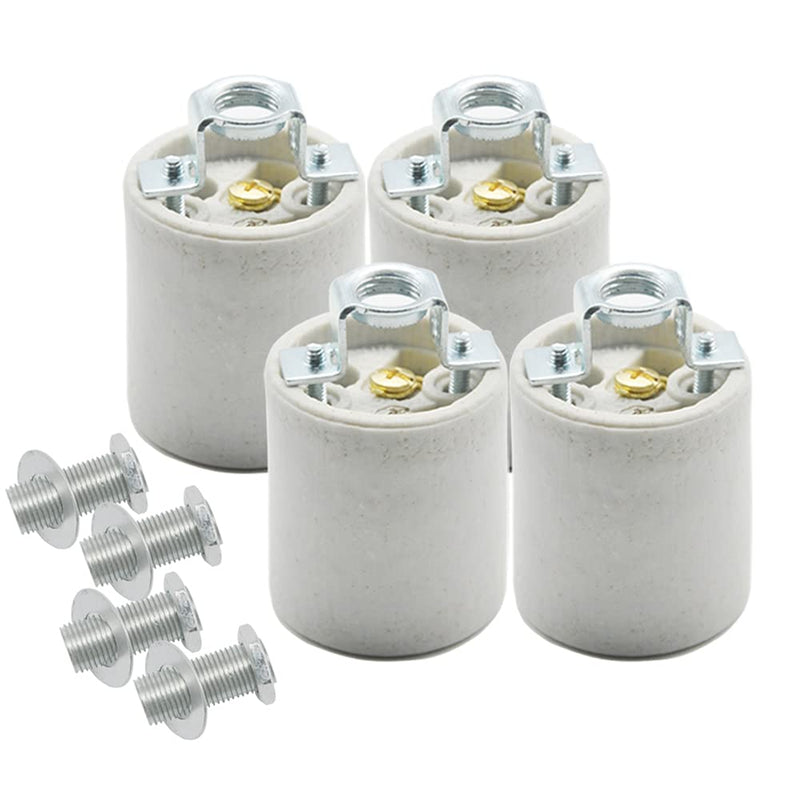E26 Socket,Standard Medimun Screw Socket E26 E27 Bulb Lamp Holder,Screw Fixing for E26 Halogen Incandescent LED Light Bulb (4-Pack) 4 Pack
