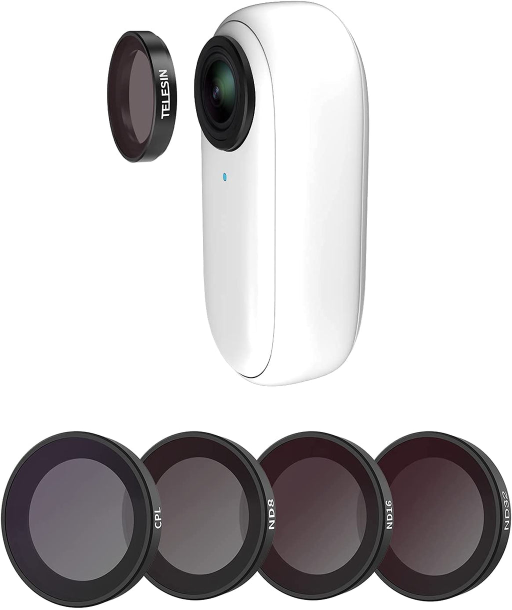 TELESIN 4-Pack Lens Filter ND8 ND16 ND32 CPL for Insta 360 Go2 Camera, Neutral Density and Polarizing Lens Filter Kit Action Camera Lens Protector Accessories