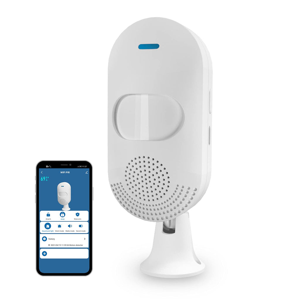 WiFi Smart Motion Sensor Alarm Feelink Indoor Infrared PIR Detector Siren Tuya Smart APP Control Wireless Trigger Player Home Security, Compatible with Alexa, Siri