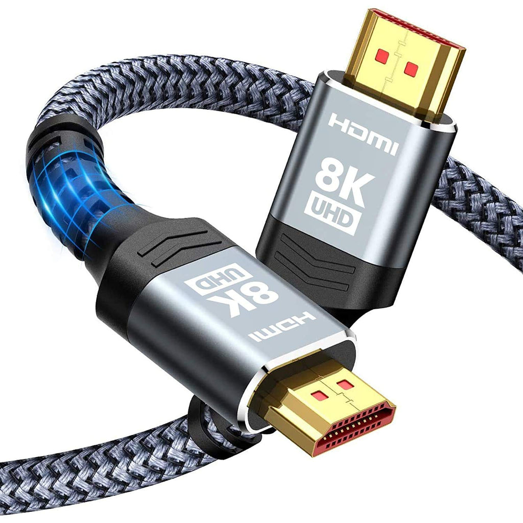 Short 8K HDMI Cable 1.5FT/0.5M 48Gbps, Highwings Ultra High Speed HDMI Braided Cord-4K@120Hz, 8K@60Hz,Dolby 7.1,DTS-HD,12 Bit Color Compatible for PS5,Monitor,PC and More 1.5 feet