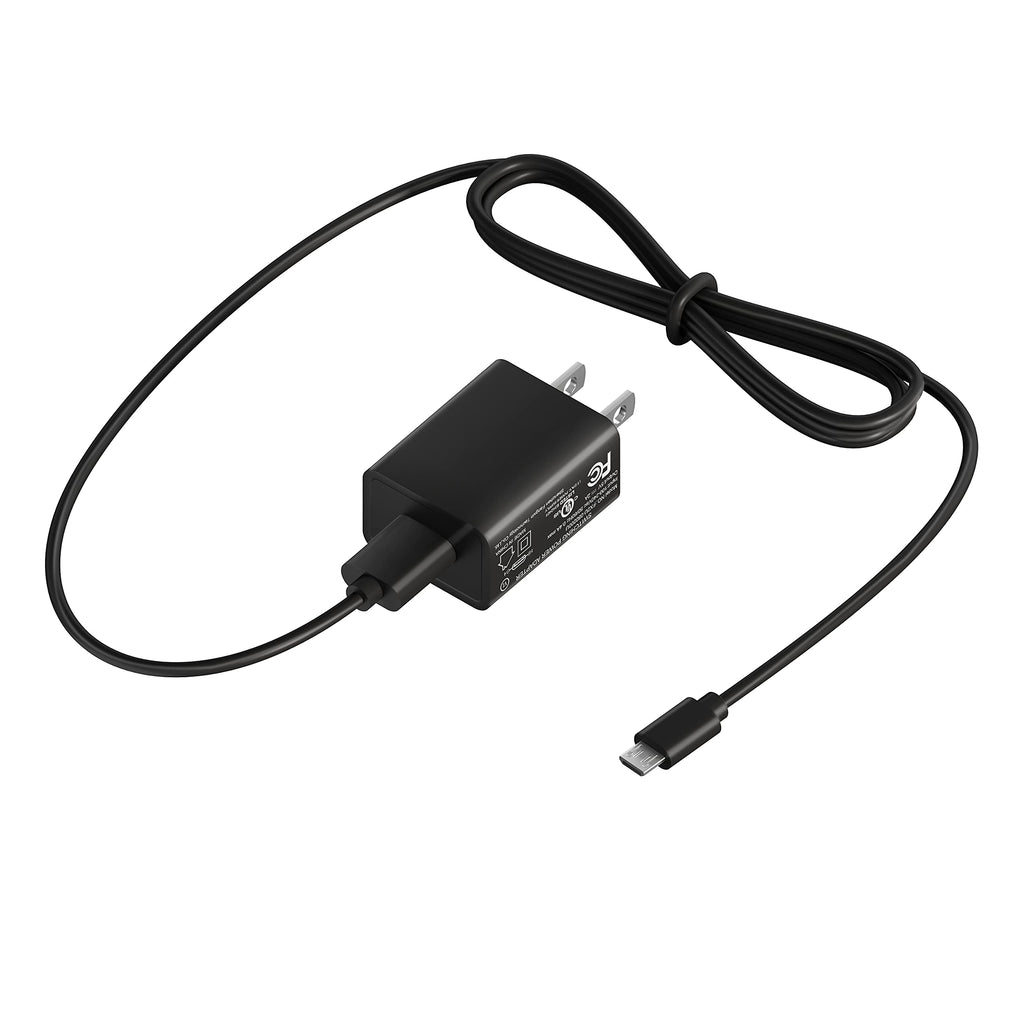 Kindle Charger, Kindle Fire Charger AC Adapter 2A Rapid Charger with 5.0 Ft Micro-USB, Type C Cable Compatible with Fire 7 8 10 Tablet, HDX 6" 7" 8.9" 9.7" and Phone (Black)