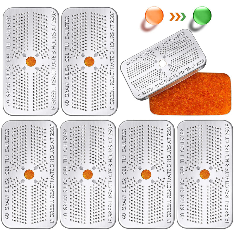 [AUSTRALIA] - 6 Pack 40 Gram Indicating Silica Gel Desiccant Canister Dehumidifier Orange Indicating Desiccant Reusable Moisture Absorber Bag for Car Closet Cabinet Bag Storage Box (6 Boxes) 6 