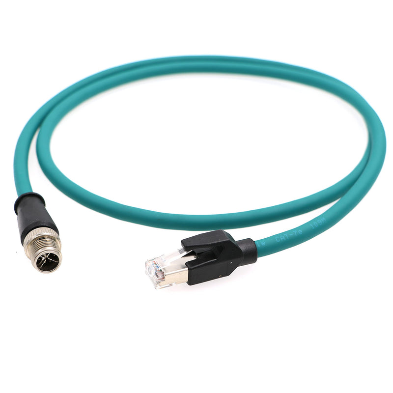 M12-RJ45-XCode-Ethernet-Shielded-Industrial M12 8 Pin X-Code Male to RJ45 Cat6a Ethernet Shielded Cable for Cognex Industrial Camera 3.3Ft|1M