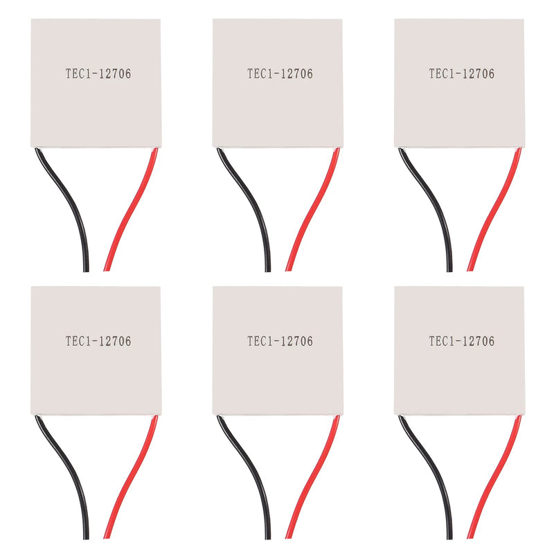 UMLIFE 6PCS TEC1-12706 Semiconductor Refrigeration Tablets TEC1-12706 12V 6A Heatsink Thermoelectric Cooler Cooling Peltier Plate Module 40x40MM