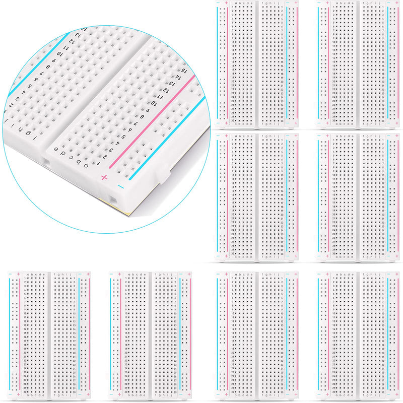 8 Pieces 400 Points Breadboard Solderless Kit Small Breadboard Compatible with Arduino Distribution Connection Blocks