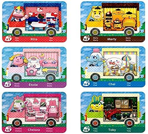 6pcs Collaboration Pack for Animal Crossing,Sanrio Card RV Villager Nintendo Compatible Switch 3DS Mini Cards (Mini Size)