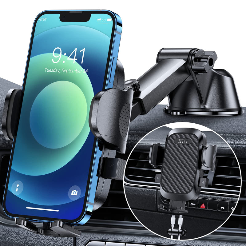 [AUSTRALIA] - HTU Cell Phone Holder for Car [Military-Grade Super Suction & Stable] Universal Hands-Free Car Phone Holder Mount Dashboard Windshield Air Vent Car Mount for iPhone Samsung All Smartphones & Cars 