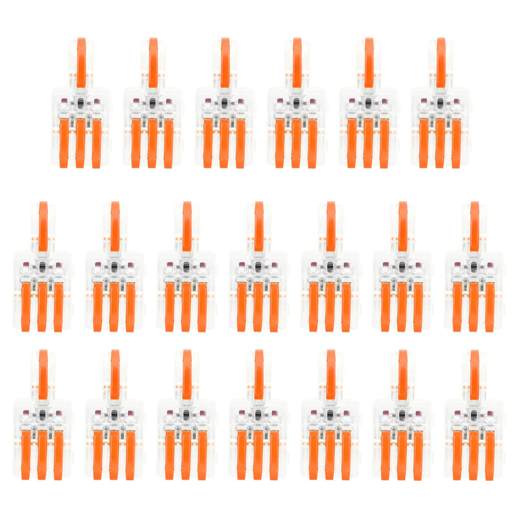 Compact Wire Connectors, 20Pcs SPL 1 in 3 out Press Type Splitter T-Type Conductor Terminal Block for Electrical Wires(orange) Orange