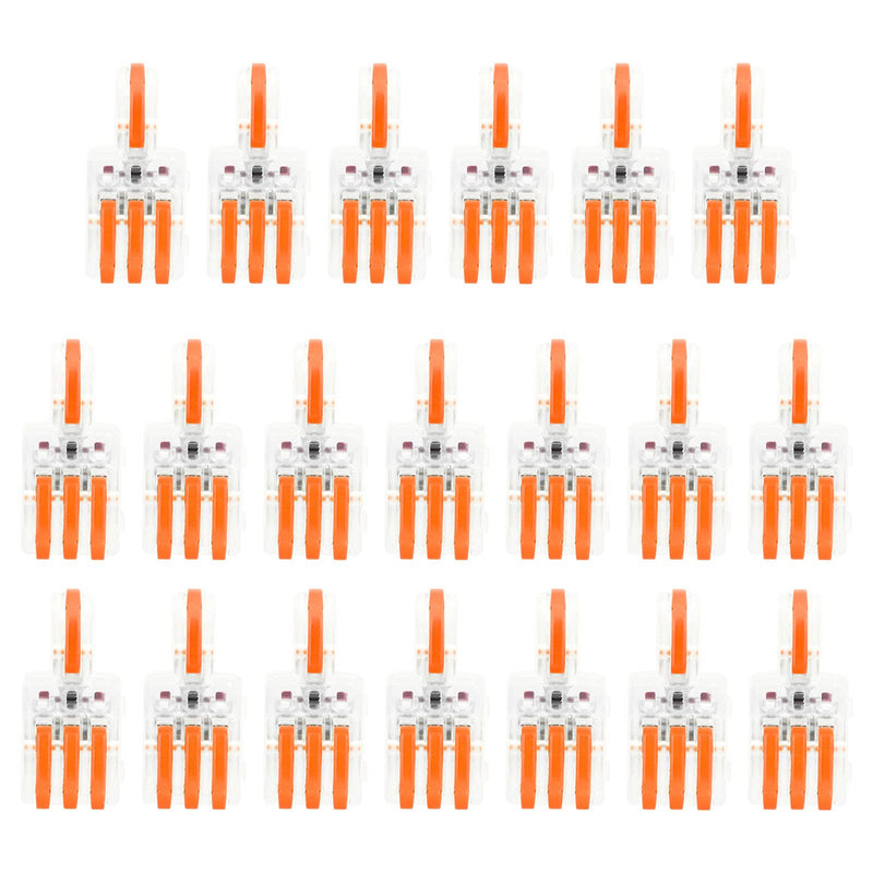 Compact Wire Connectors, 20Pcs SPL 1 in 3 out Press Type Splitter T-Type Conductor Terminal Block for Electrical Wires(orange) Orange
