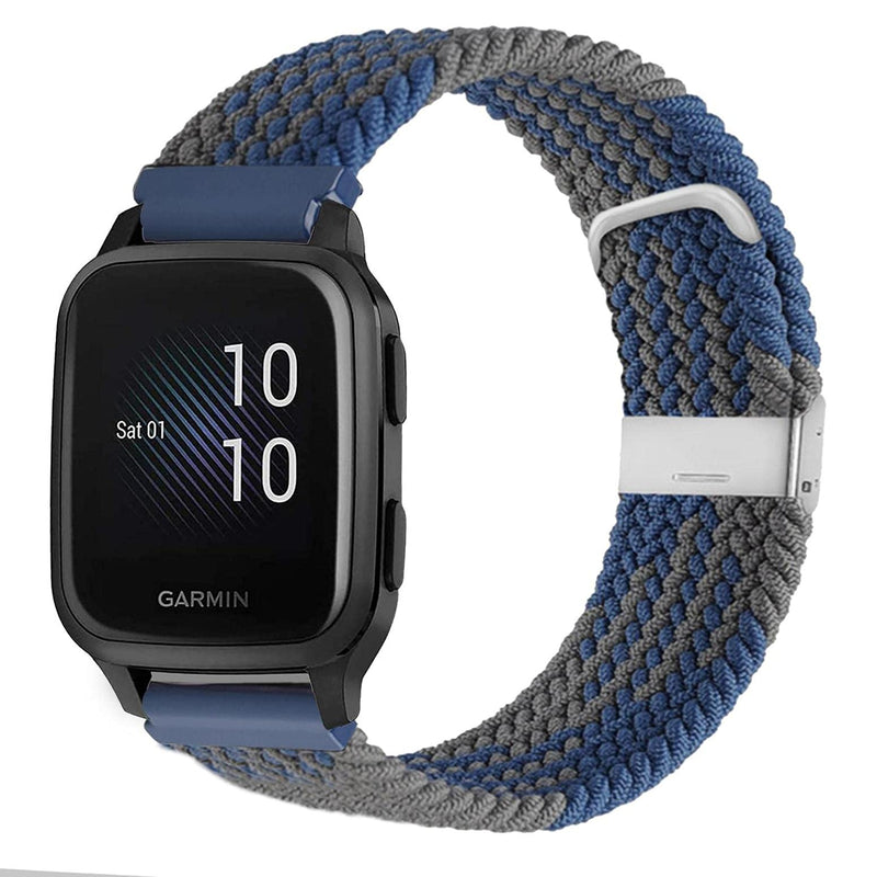 Abanen for Garmin Venu Sq / Venu 2 Plus / Vivoactive 3 Braided Loop Watch Bands, 20mm Elastic Soft Stretchy Nylon Wristband Strap with Adjustable Clasp for Garmin Vivomove 3,Approach S40 Green-Blue