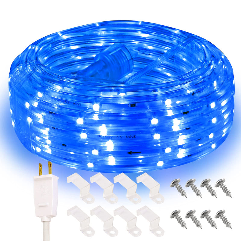 Blue Rope Lights, 16.4ft Waterproofe Flat Flexible LED Strip Light, Indoor Outdoor Decorative Lighting for Home Christmas Holiday Garden Patio Party Blue