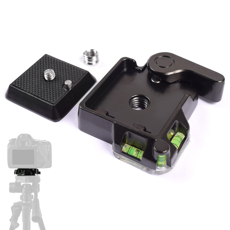 Fotoconic QR-40 Quick Release Plate with Clamp Adapter, Double Insurance Lock, 1/4" Screw for DSLR Camera Camcorder Tripod Monopod Ball Head