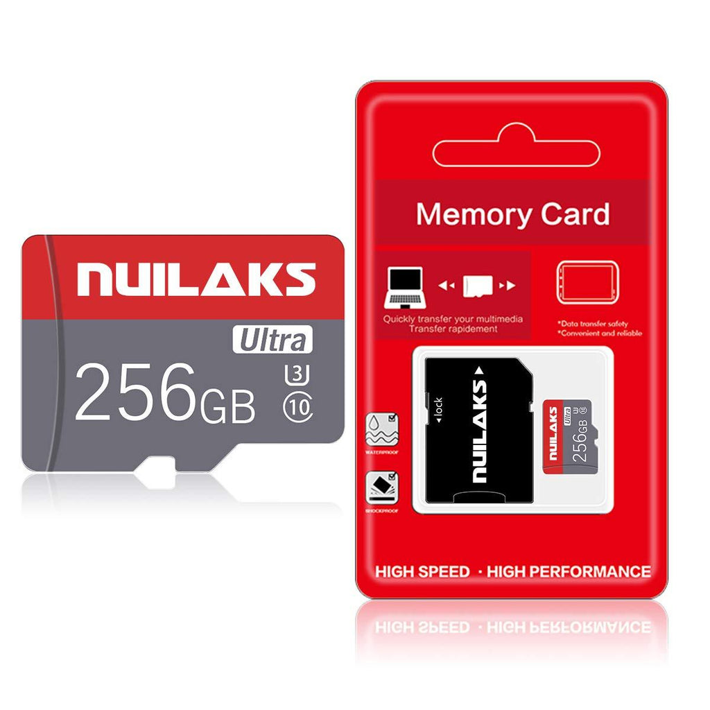 256GB Micro Card with Adapter (Class 10 High Speed) Memory Cards for Camera, TF Memory Card for Phone Computer Game Console, Dash Cam, GPS, Surveillance, Drone