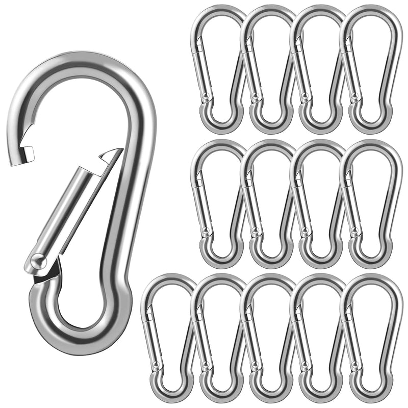 [AUSTRALIA] - Stainless Steel Small Carabiner Clip, 14Pcs Heavy Duty Spring Snap Hooks Spring Clips Quick Link Keychain, Easy Open and Close for Camping, Hiking, Traveling, Fishing, Backpack, M4 1.57inch 