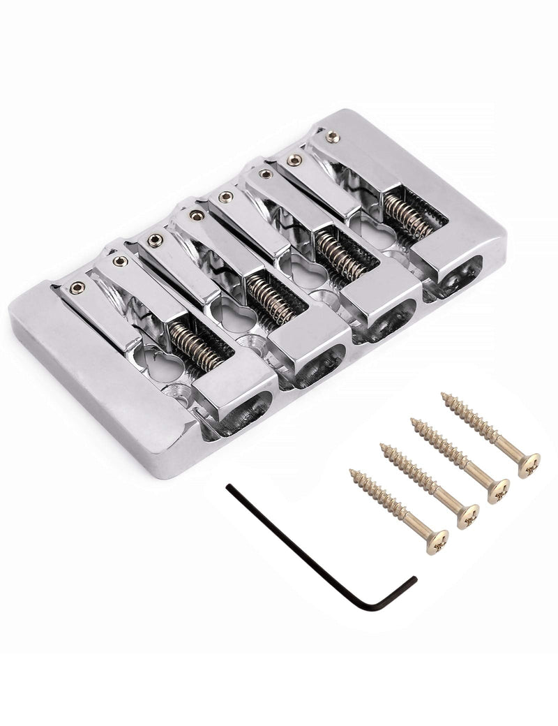 Bogart 4 String Bass Bridge A Style Top Load and String Through Body Tailpiece with Zinc Saddles for Electric Jazz Bass P Bass Chrome High Mass.