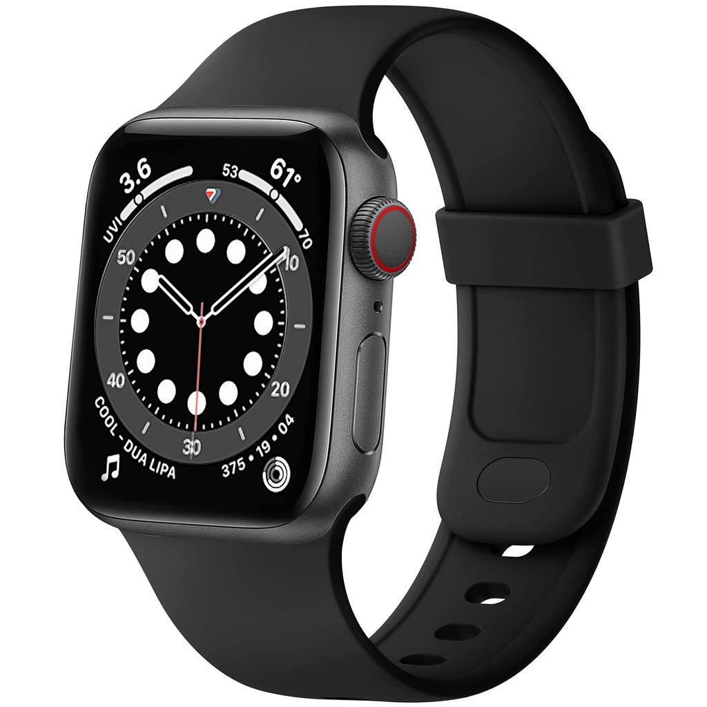 SVISVIPA Sport Bands Compatible with Apple Watch Bands 38mm 40mm, Soft Silicone Wristbands Women Men Replacement Strap for iWatch Series SE/6/5/4/3/2/1,Black Black 38/40mm