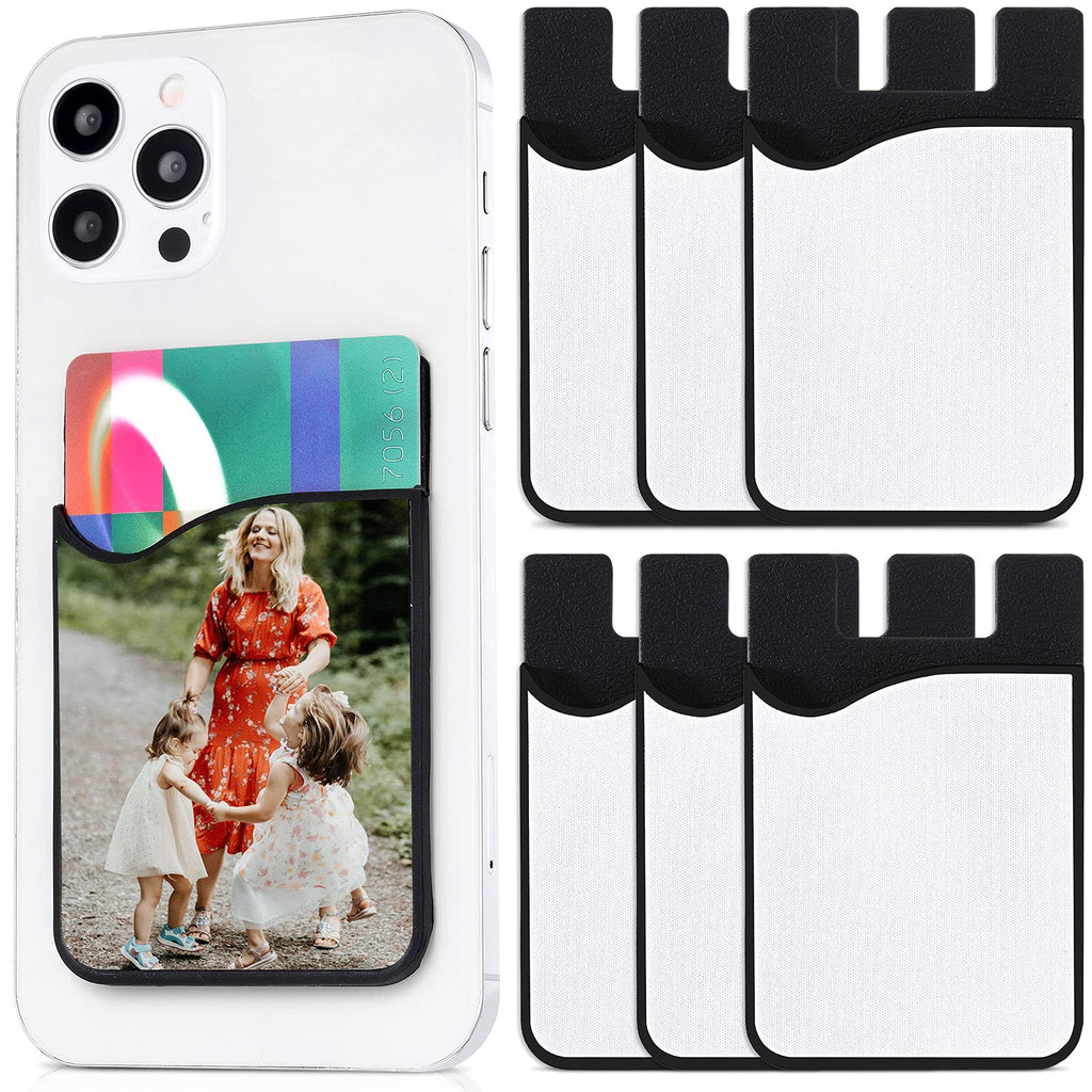6 Pieces Sublimation Blanks Phone Wallet,Silica Adhesive Stick-on Phone Back Card Holder DIY Silicone Phone Card Pouch for Most Smartphone Credit ID Case