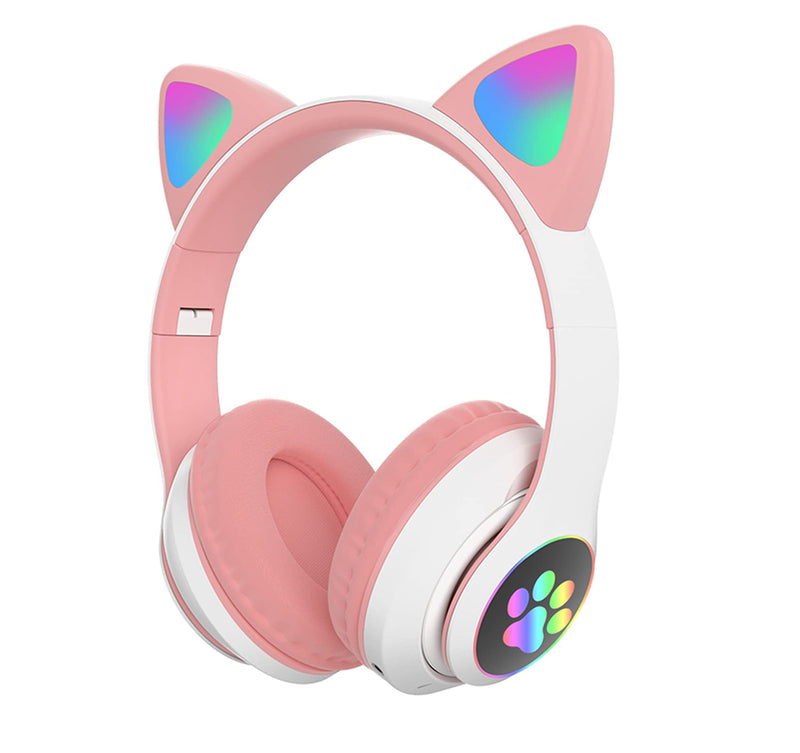 Kids Headphones, TOKANI Bluetooth Wireless Headphones for Kids Teens Adults, Over-Ear Bluetooth Headphones with Microphone, Cat Ear Headphones for Girls Women (Pink)