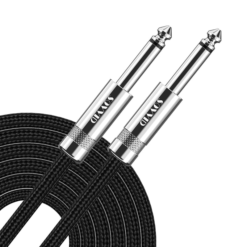 Guitar Cable 6ft - Sovvid Professional Instrument Cable Electric Guitar AMP Cord 1/4inch TS Cable for Guitar Bass Mandolin Keyboard and Pro Audio Straight Angle 6FT Black