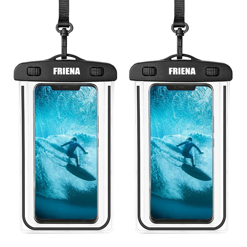 FRIENA Waterproof Phone Pouch Universal IPX8 Waterproof Phone Case Cellphone Dry Bags Compatible for iPhone 12 Pro 11 Pro Max XS Max XR X 8 7 Samsung Galaxy s10/s9 Up to 6.9” (Black) Black