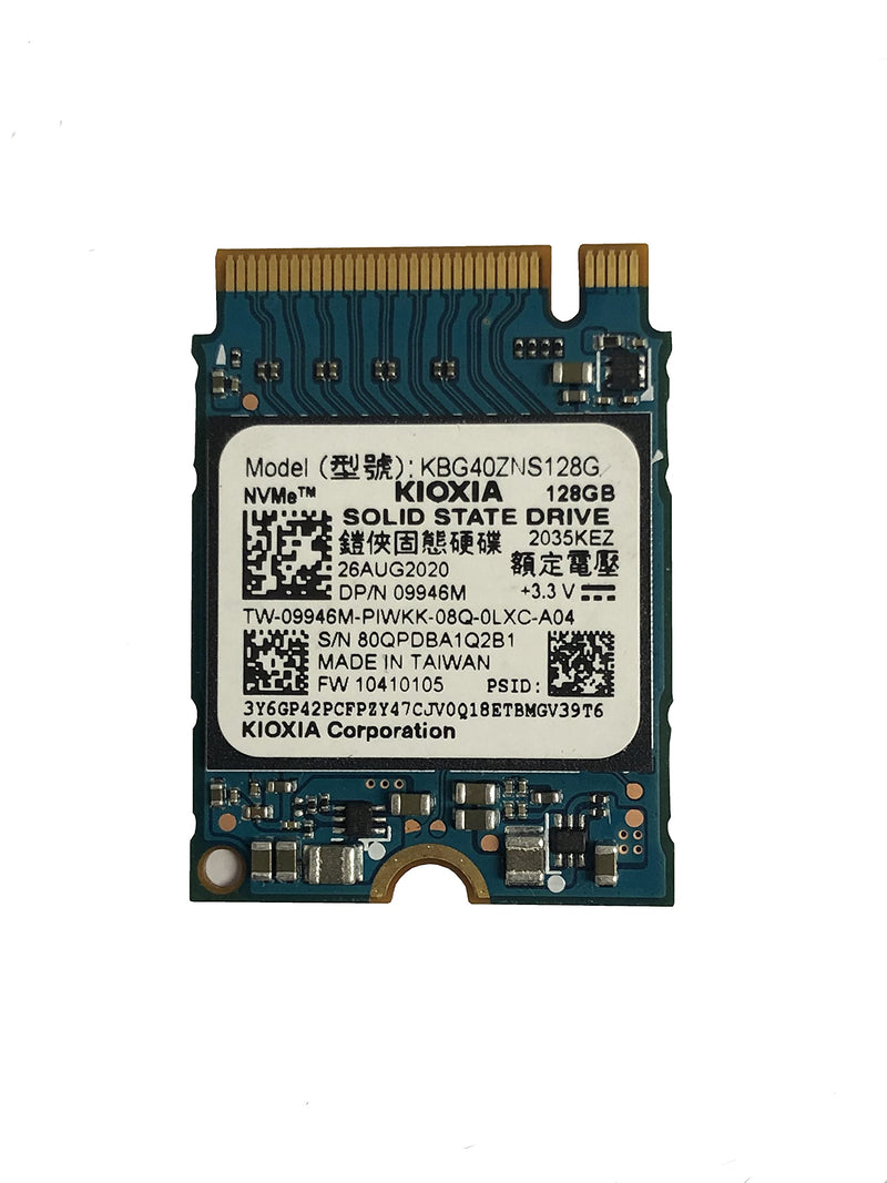 KIOXIA 128GB PCIe NVMe M.2 2230 SSD, Gen 3 x 4, 09946M, KBG40ZNS128G, OEM Package