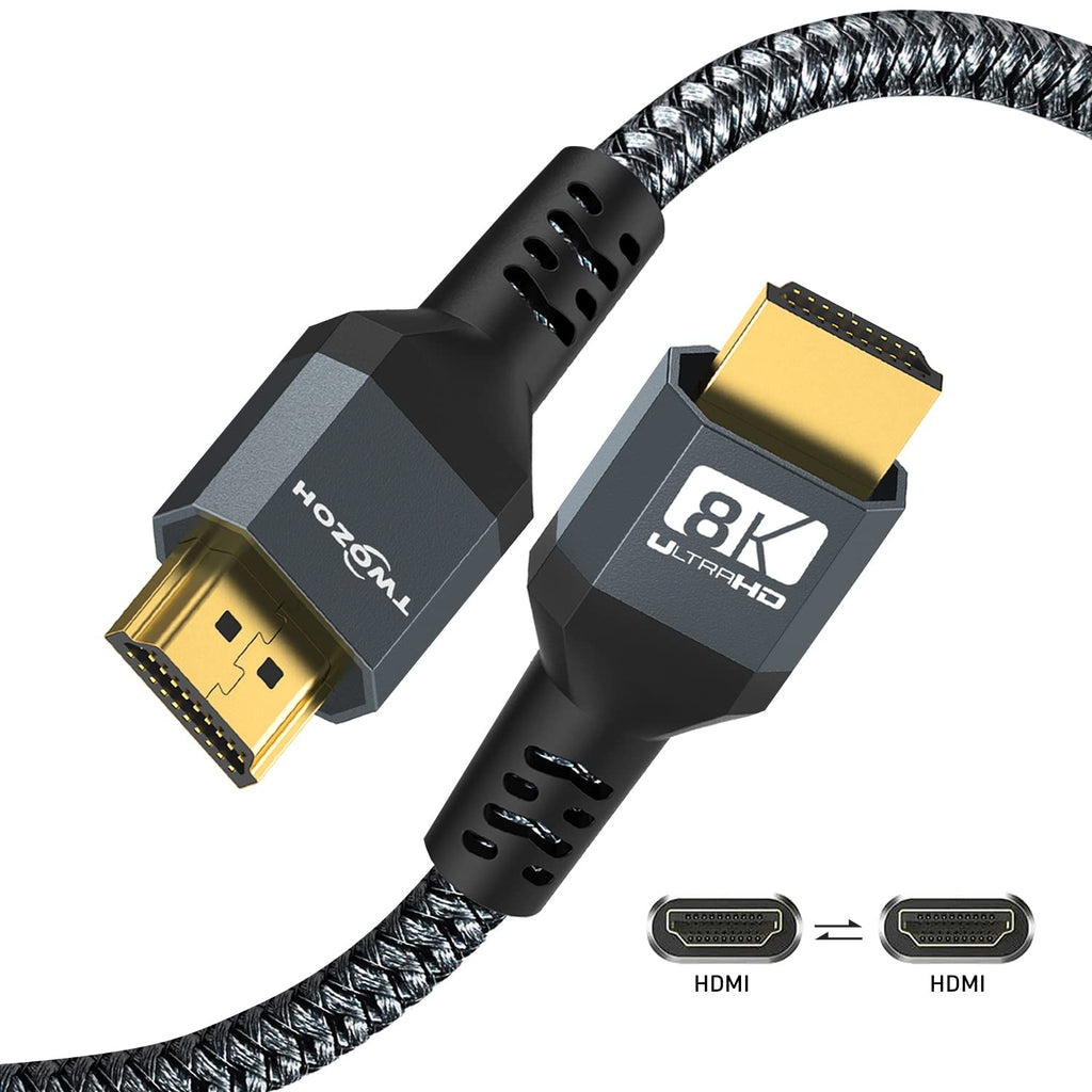 Twozoh 8K HDMI 2.1 Cable 3.3FT, 48Gbps High-Speed HDMI to HDMI Braided Cord, 8K@60Hz, 4K@120HZ&ARC for Apple TV, Roku, Fire TV, Nintendo Switch, Playstation, PS5, Xbox One, Monitor, PC 3Ft