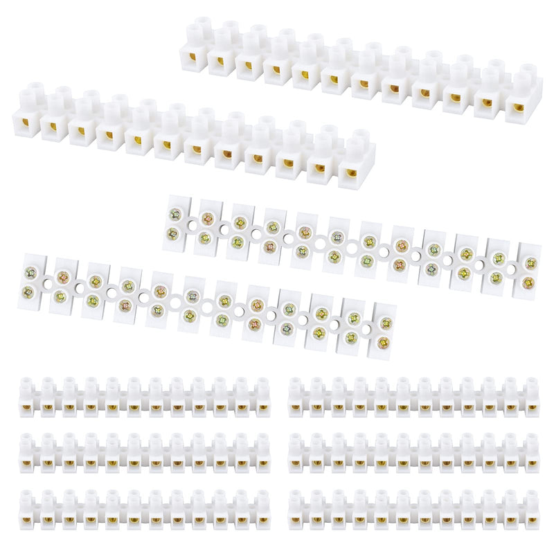 ERKOON Terminal Block, 12-Position Dual Row Terminal Strip Screw Terminal Electric Barrier Block for Small Home Projects and Electrical 10Amp 360V