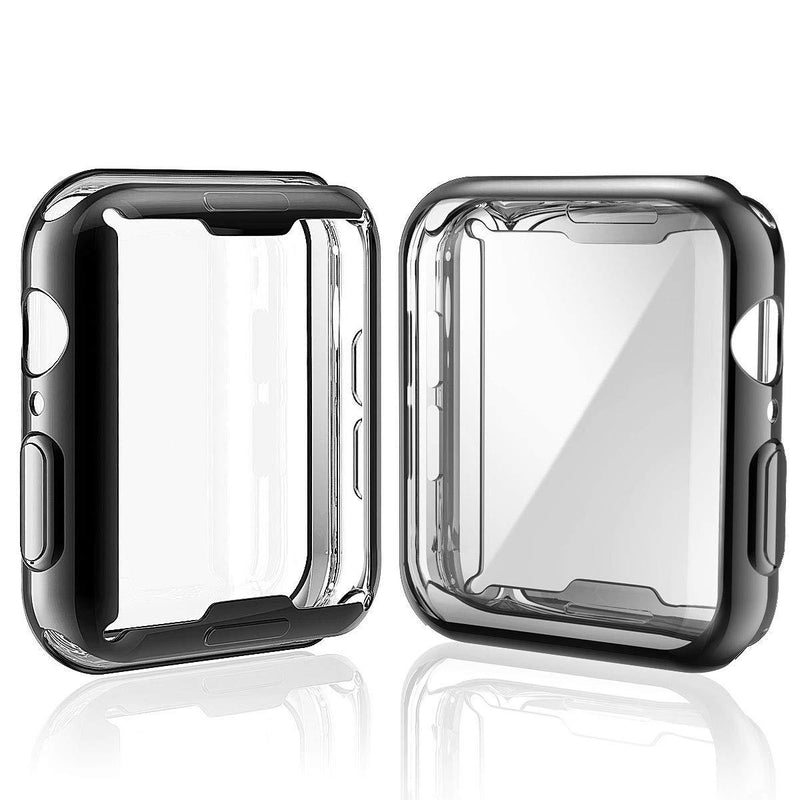 [2-Pack] Julk Case for Apple Watch Series 6 / SE/Series 5 / Series 4 Screen Protector 40mm, Overall Protective Case TPU HD Ultra-Thin Cover (1 Black+1 Transparent) 1 Black + 1 Transparent
