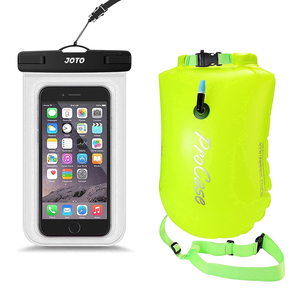 JOTO Universal Waterproof Pouch Cellphone Dry Bag Case Bundle with ProCase 28L Swim Safety Float Swim Buoy Tow Float with Waterproof Drybag