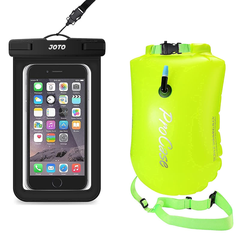 JOTO Universal Waterproof Pouch Cellphone Dry Bag Case Bundle with ProCase 28L Swim Safety Float Swim Buoy Tow Float with Waterproof Drybag