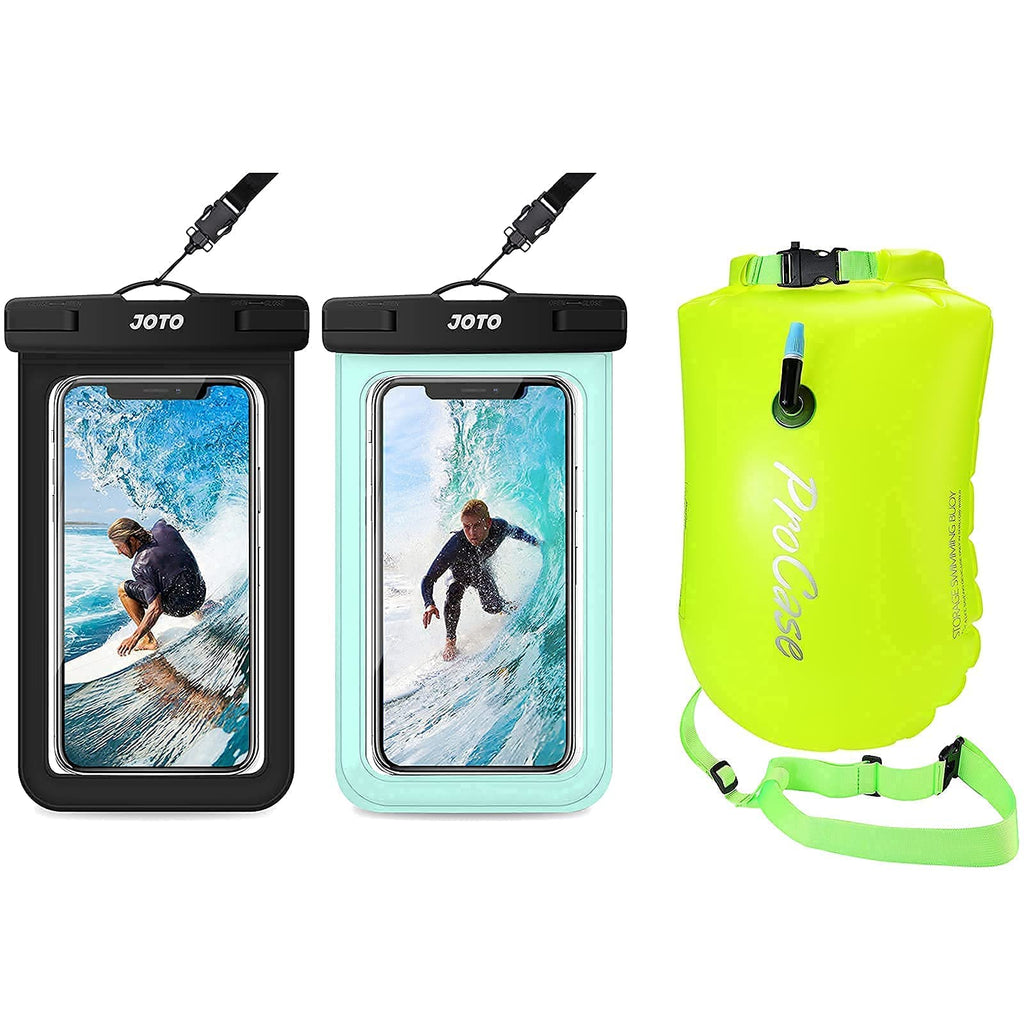 JOTO Universal Waterproof Pouch Bundle with ProCase 28L Swim Safety Float Swim Buoy Tow Float with Waterproof Drybag
