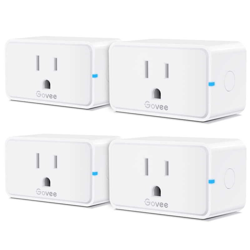 Govee Smart Plug, WiFi Bluetooth Outlets 4 Pack Work with Alexa and Google Assistant, 15A WiFi Plugs with Multiple Timers, Govee Home APP Group Control Remotely, No Hub Required, ETL&FCC Certified