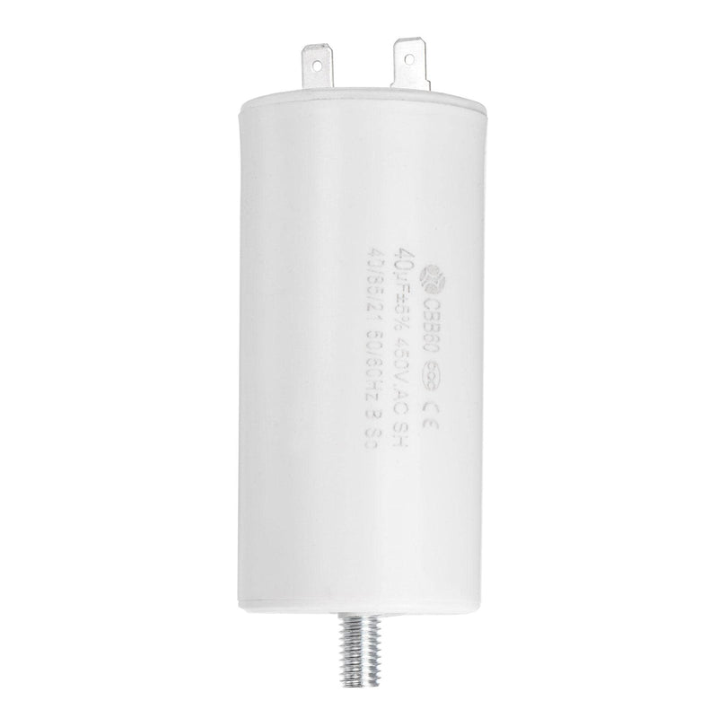 uxcell CBB60 Run Capacitor 40uF 450V AC Single Insert 50/60Hz Cylinder 92x45mm White with Fixing Stud for Air Compressor Water Pump Motor