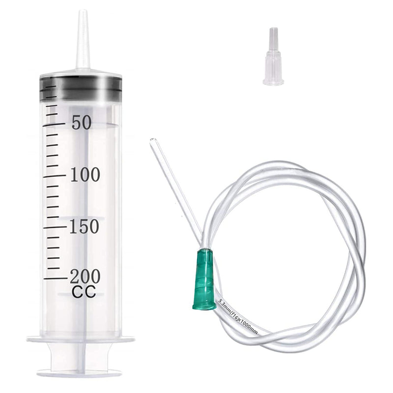 Ulove Prs 200ml 200cc Large Measurement Syringe with 40 inch Plastic Tubing Hoses, for Scientific Labs, Refilling and Filtration, 1 Pack