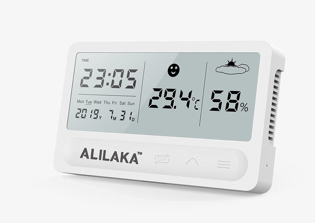 ALILAKA-A Indoor Thermometer Showing Comfort, with Date and time Display