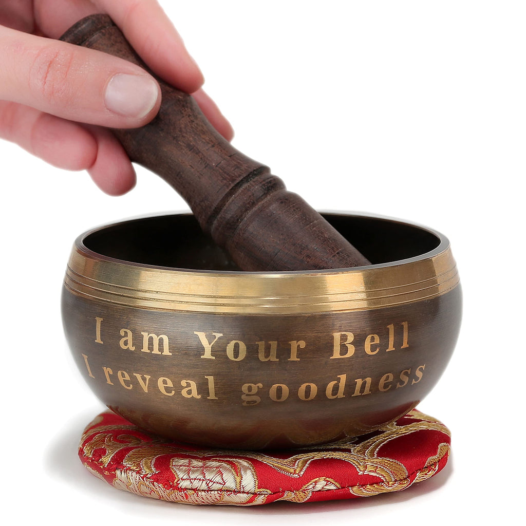4 Inch Tibetan Singing Bowl Set – Meditation Sound Bowl for Chakra Healing and Mindfulness - Unique Frequency for Long Resonating Song by Bmindful