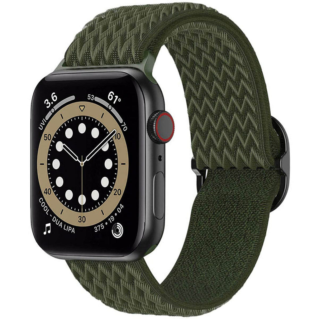 ZPIAR Stretchy Nylon Solo Loop Bands for Apple Watch 38mm 40mm 42mm 44mm, Adjustable Stretch Braided Sport Elastics Weave Nylon Women Men Strap Compatible with iWatch SE Series 6/5/4/3/2/1 Army Green 38mm/40mm