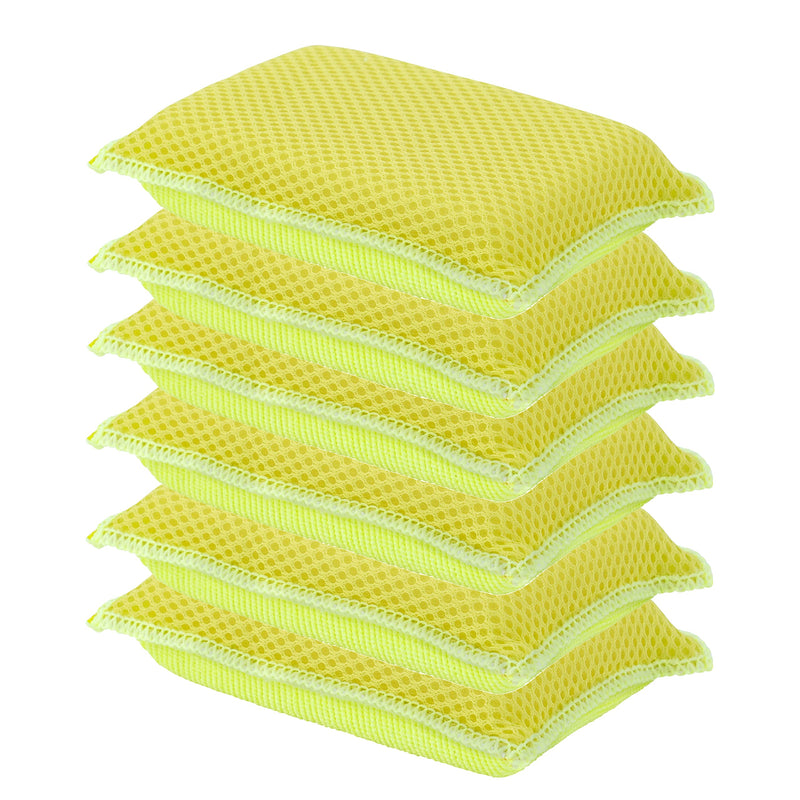 Superio Miracle Microfiber Sponges for Kitchen (6 Pack) Yellow, Kosher Non-Scratch Sponge Scrubber Heavy Duty Multi-Purpose Cleaning of Dishes, Pots, Pans and Counter Tops, Machine Washable