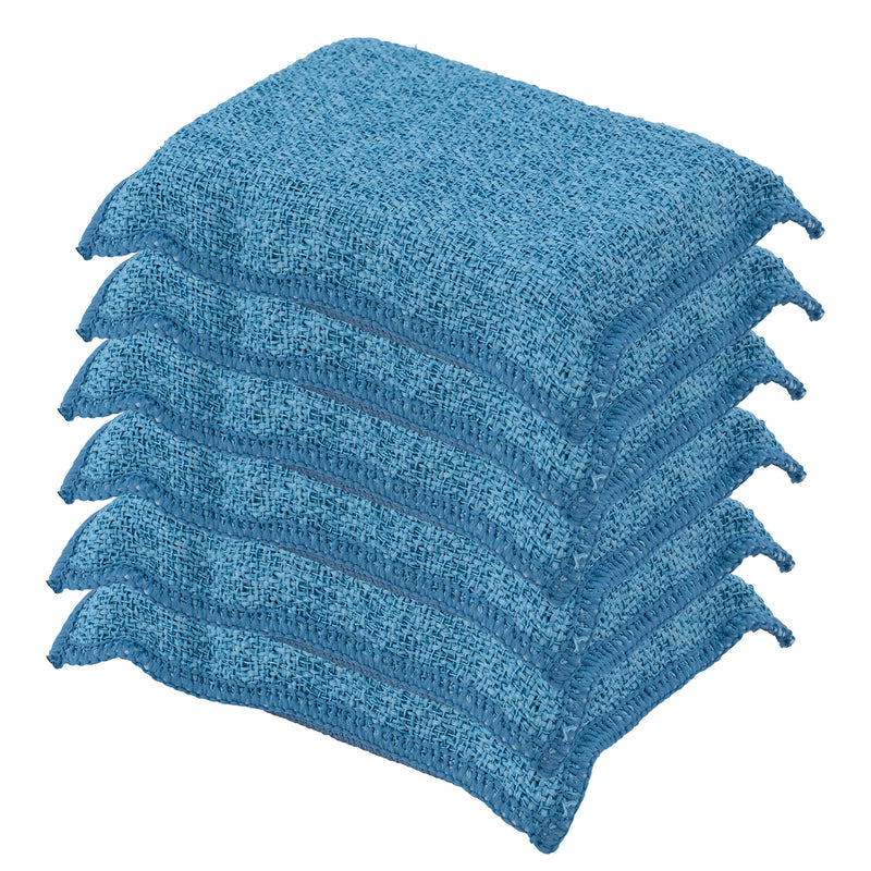 Superio Miracle Dish Scrubber, Kitchen Sponges Pack of 6 - Reusable Non Scratch Microfiber Dishwashing Scrubbing Sponge (Blue) Blue