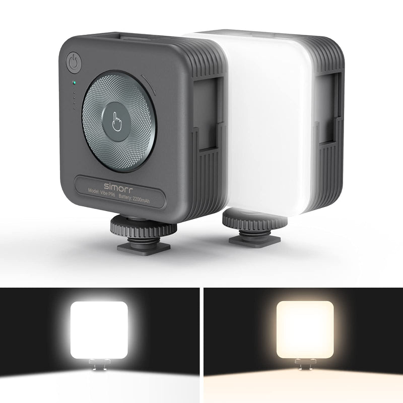 [AUSTRALIA] - simorr LED Video Light, Portable Camera Lights, 96 LED Beads for Photography Video Lighting, Rechargeable 2200mAh CRI 95+ 2700-6500K Dimmable Panel w 3 Cold Shoe 3286 