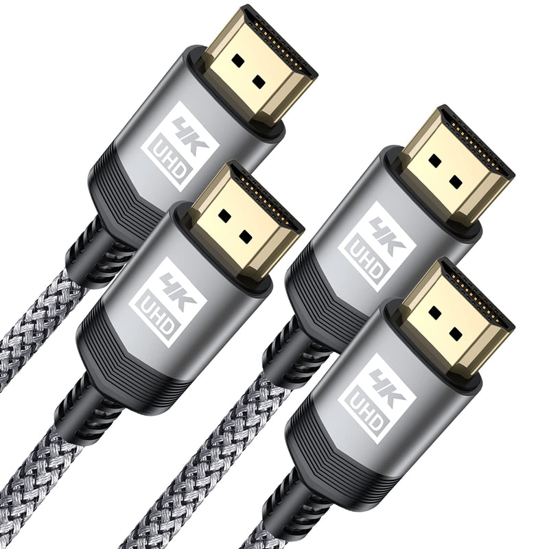 HDMI Cable 10ft 2-Pack [4K@60Hz, 1080P@144Hz], sweguard 4K HDMI 2.0 Cable High Speed 18Gbps Nylon Braided Supports HDR,HDCP 2.2, 2160P,3D,ARC for Roku TV PS5 PS4 Xbox HDTV Blu-ray&Monitor-Grey 10ft+10ft Grey