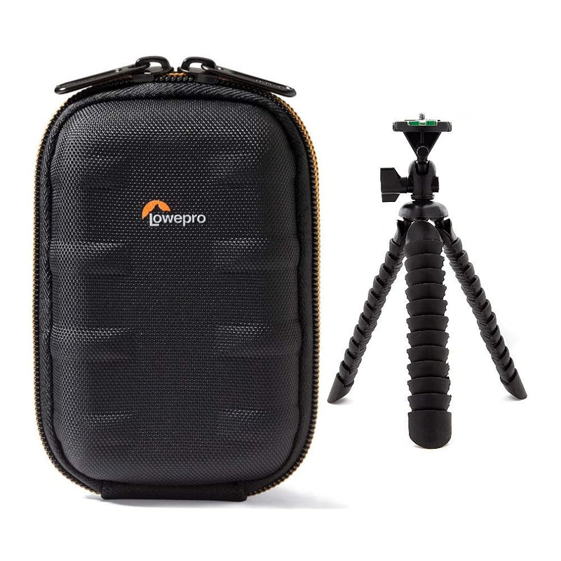 Lowepro Santiago 20 II Case for Compact Point and Shoot Camera (Black) with Focus Flexible 10-Inch Spider Tripod Bundle (2 Items)
