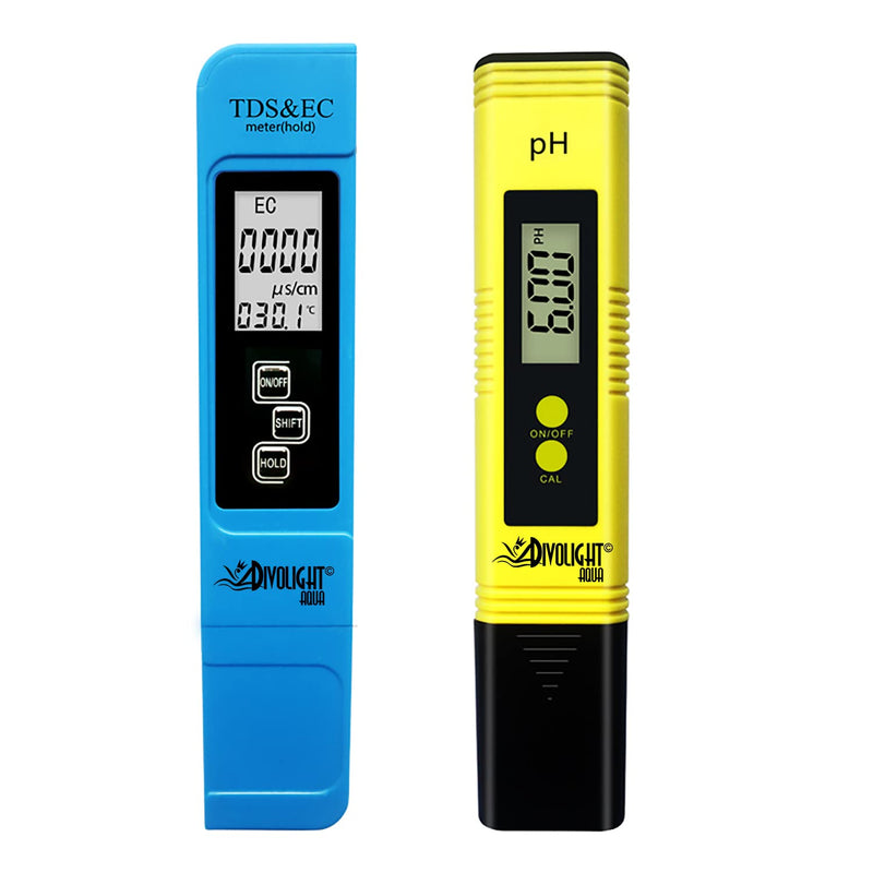 Divolight [pH and TDS & EC Tester kit] pH Meter Digital Accuracy 0.01 Lab Pen Type and 3-in-1 TDS and EC Meter, PPM and µS Meter for Water, Practical Water Testing Kit pH and TDS EC Meter Combo pH and TDS & EC Tester kit