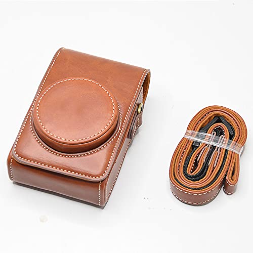BolinUS Premium PU Leather Fullbody Camera Case Bag Cover for Ricoh GR II/III Sony RX100 V VI VII ZV-1 with Neck Strap (Brown) Brown