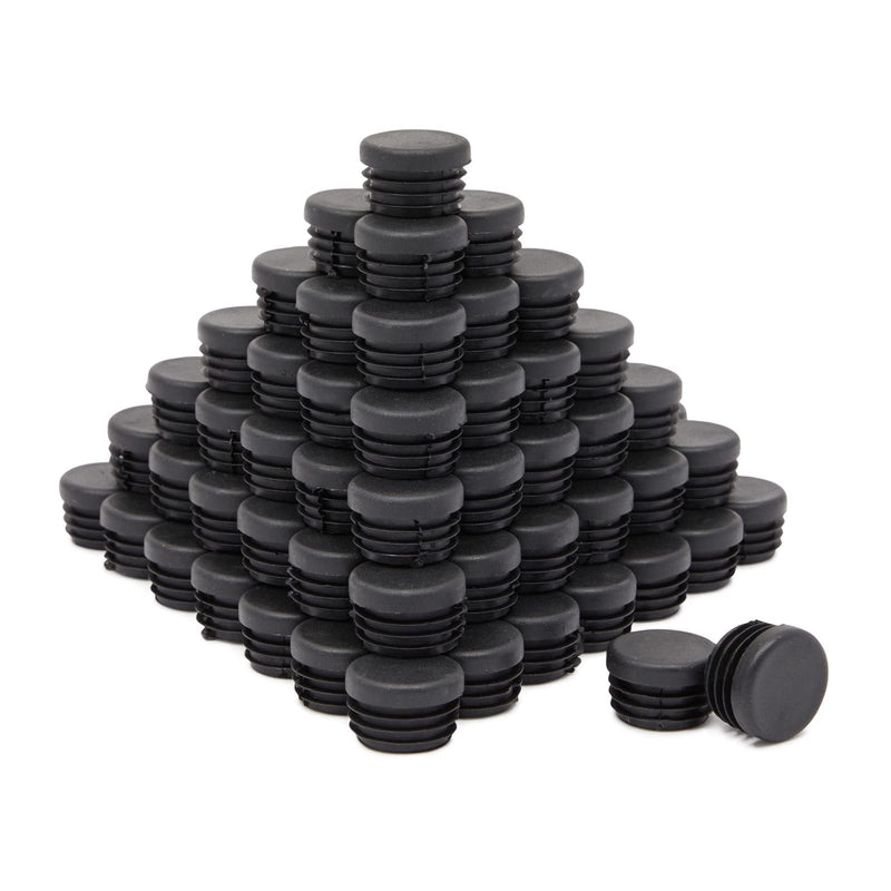 100 Pack 1-Inch Round Plastic Hole Plug, Metal Pipe Tubing End Caps, Durable Chair Glides