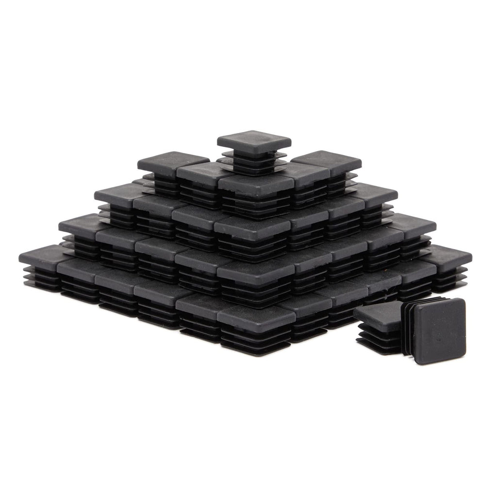 80 Pack 1 Inch Square Plastic Plug Insert, Tubing End Caps for Chair & Furniture Glide (1x1 in)