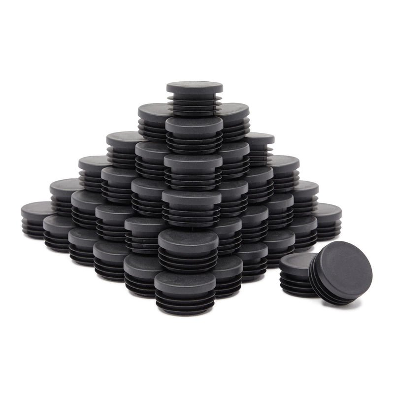 60 Pack 1.5 Inch Round Plastic Hole Plug, Metal Pipe Tubing End Caps for Chair Glides