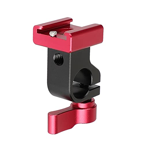 CAMVATE 15mm Side Single Rod Clamp with Cold Shoe Mount Adapter for Camera Accessories(Red)